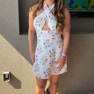 white floral flowy dress